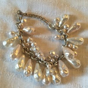 Pearl like silver tone bracelet wedding